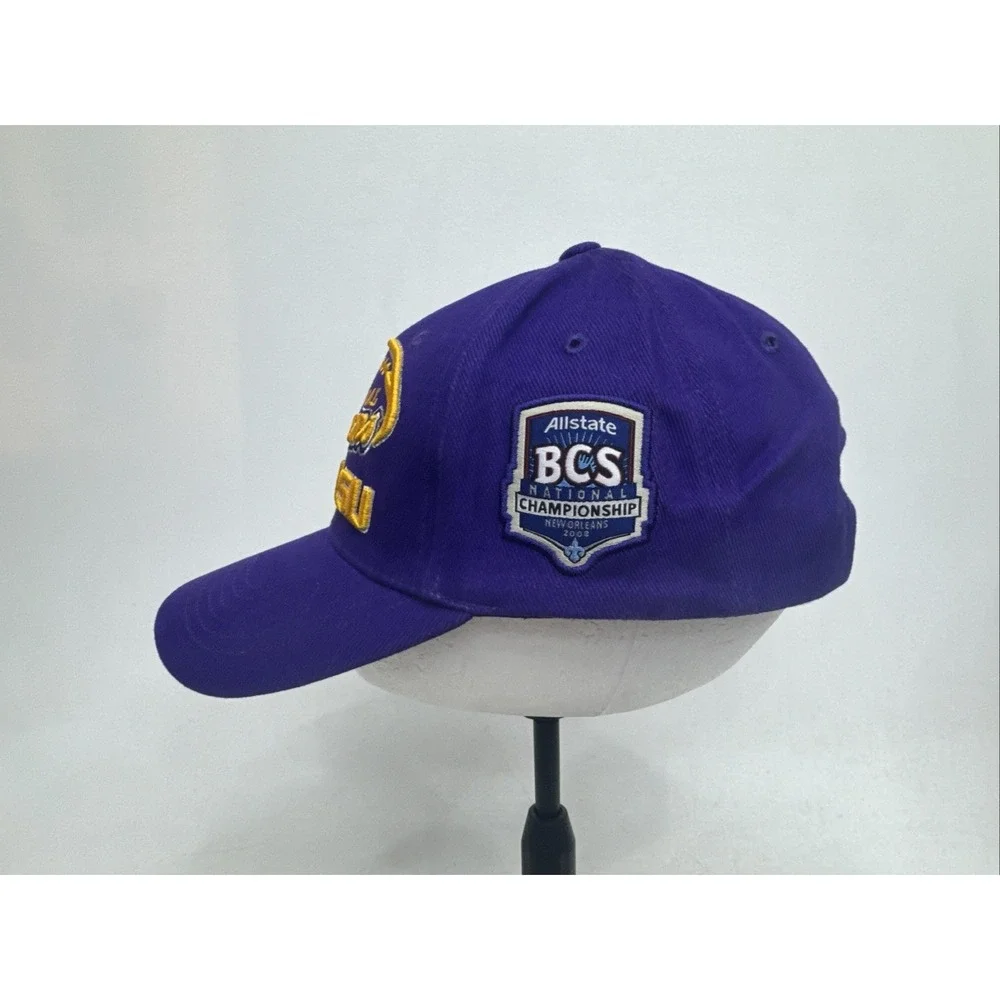 LSU TIGERS 3-Time National Championship Embroidered Strapback Hat BCS Patch